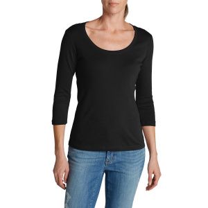Кофта Eddie Bauer Womens Favorite 3/4-Sleeve Scoop-Neck T-Shirt BLACK