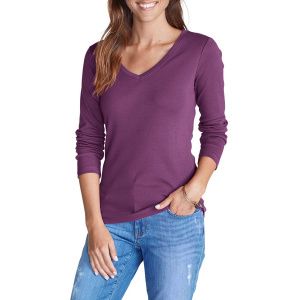 Кофта Eddie Bauer Womens Favorite Long-Sleeve V-Neck T-Shirt AMETHYST
