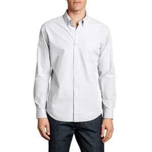 Рубашка Eddie Bauer Men Legend Wash Long-Sleeve Poplin Shirt Solid WHITE
