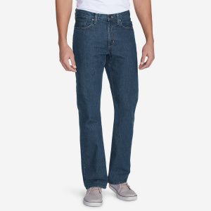 Джинсы Eddie Bauer Mens Straight Fit Essential Jeans DK STONEWASH