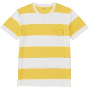 Футболка Uniqlo Men Washed Striped YELLOW