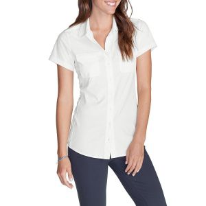 Рубашка Eddie Bauer Womens Packable Short-Sleeve Shirt SNOW