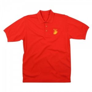 Футболка Rothco Marines Golf Shirt With Gold Embroidery Red