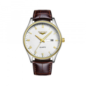 Часы Guanqin Gold-White-Brown GQ11006 CL