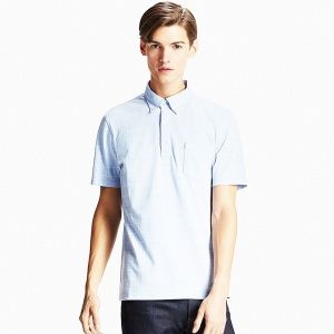 Футболка поло Uniqlo Men Dry Button-Down Collar 2 BLUE