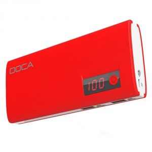 Внешнее зарядное устройство Power Bank DOCA D566II с LED дисплеем (13000mAh), красный