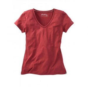Футболка Eddie Bauer Womens T-Shirt V-Neck BURGUNDY
